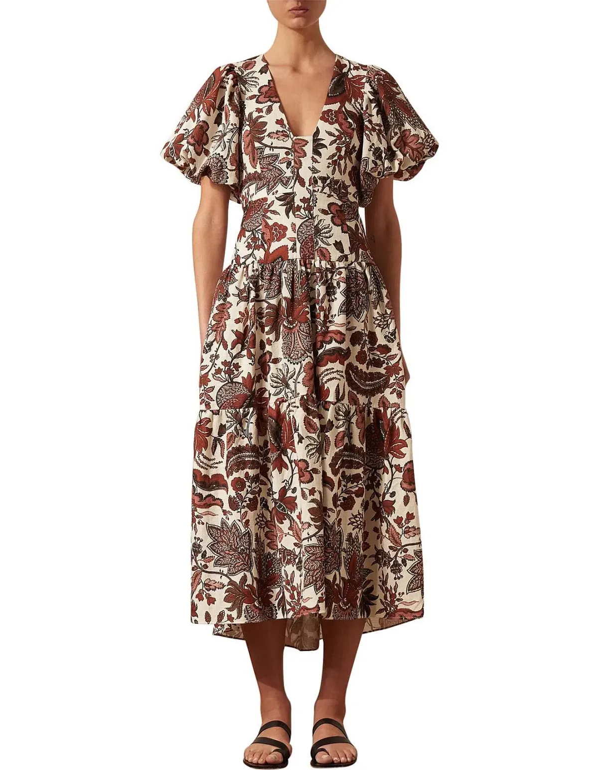 Shona Joy Catalina Plunge Short Sleeve Dress Print Size 10 - Image 1