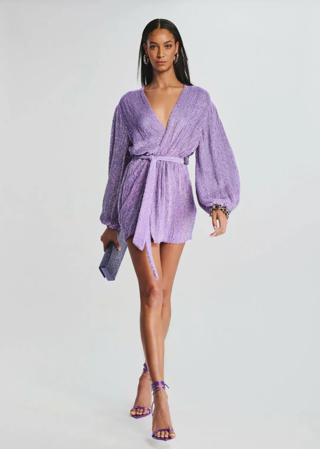 Retrofete Gabrielle Robe Violet Sequin Size 10 for rent on The Volte - main image