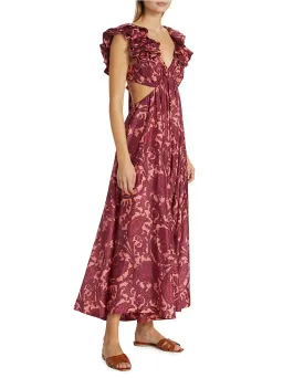 Zimmermann Tiggy Cutout Ruffled Silk Midi Dress Paisley-Print Size 1 / AU 10 for rent on The Volte - image 3