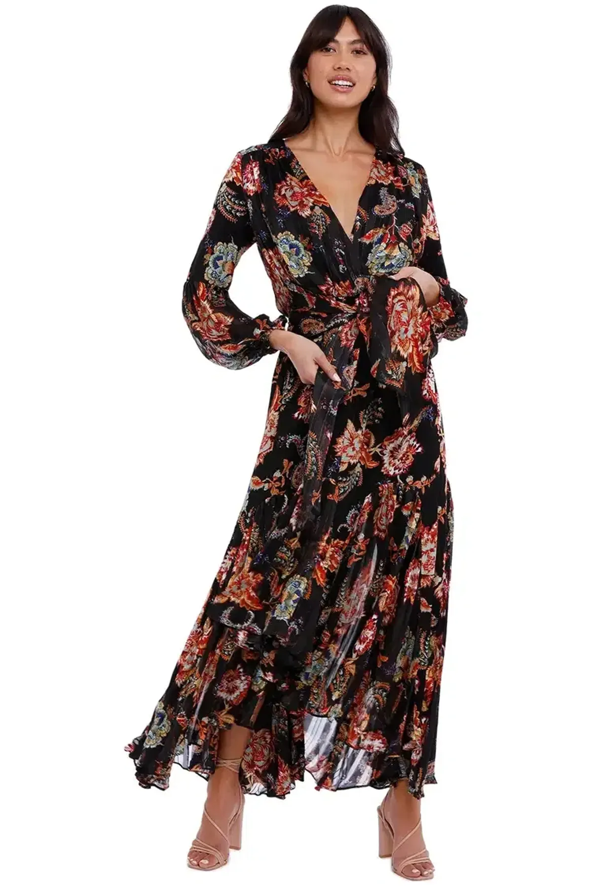 Elliatt Balance Dress Black Print Size AU 8 - Image 1