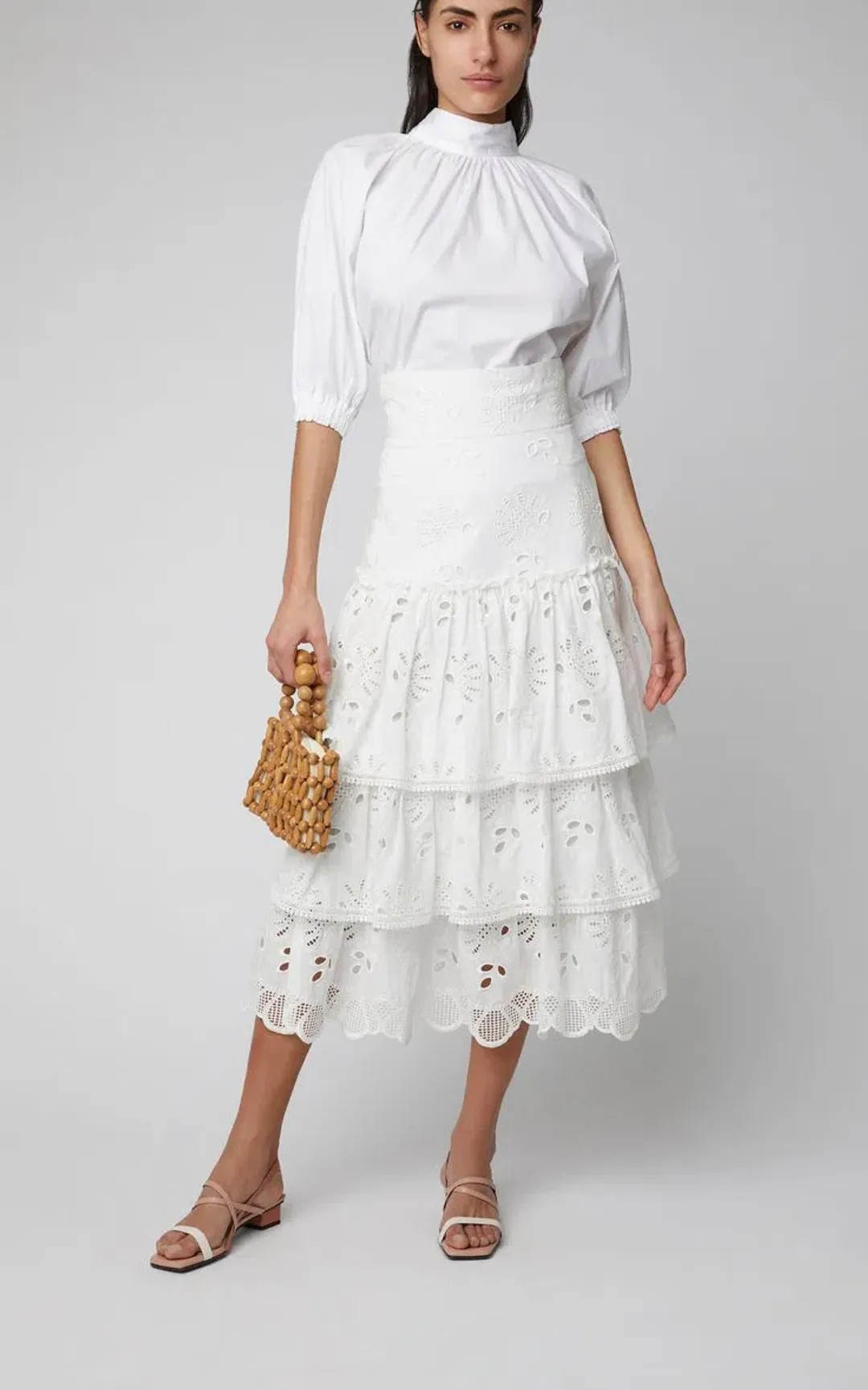 Alexis Faustine Ruffled Midi Skirt White Size XS / AU 6 for rent on The Volte - main image