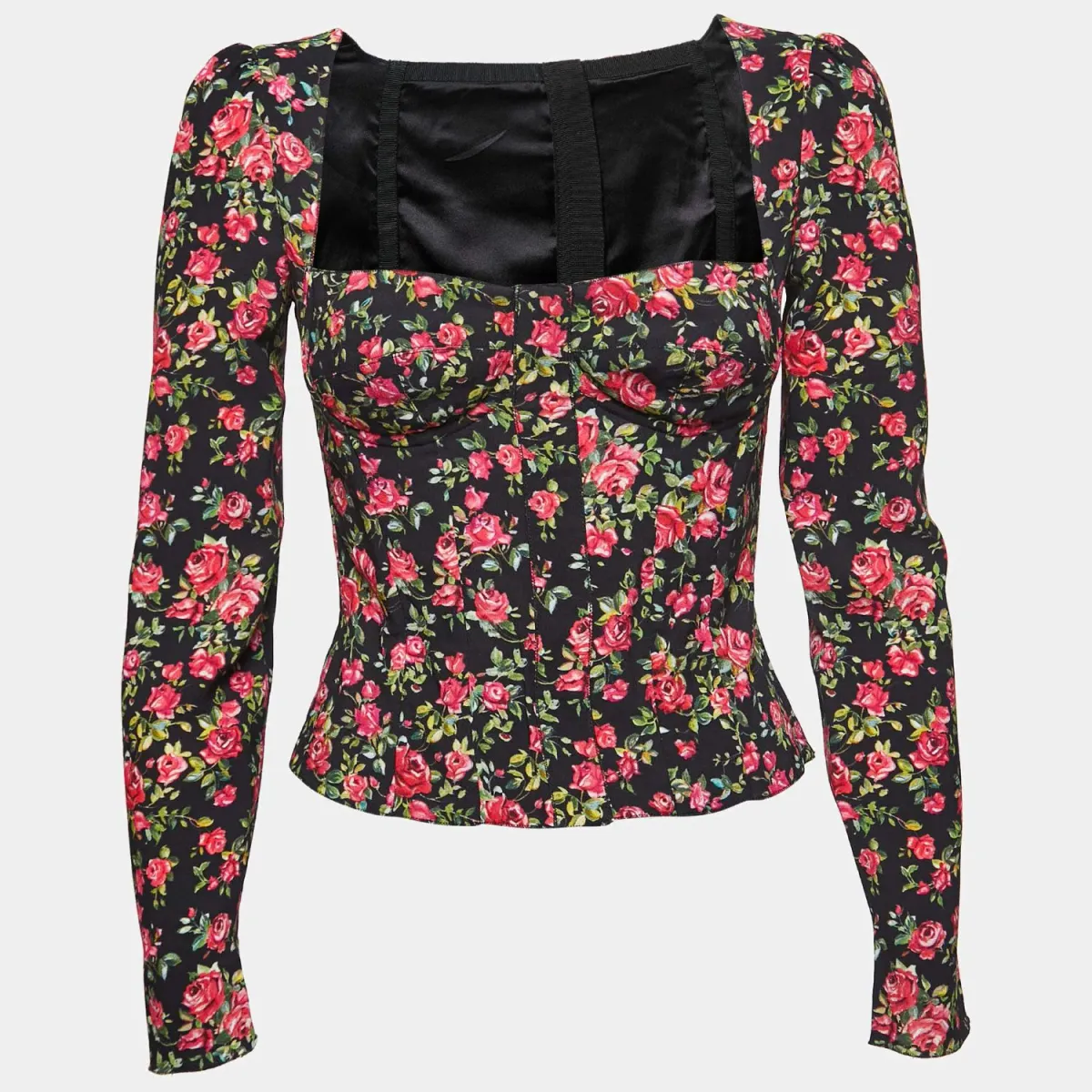 Dolce and Gabbana Long Sleeve Bustier Top Floral Size 6 - Image 4