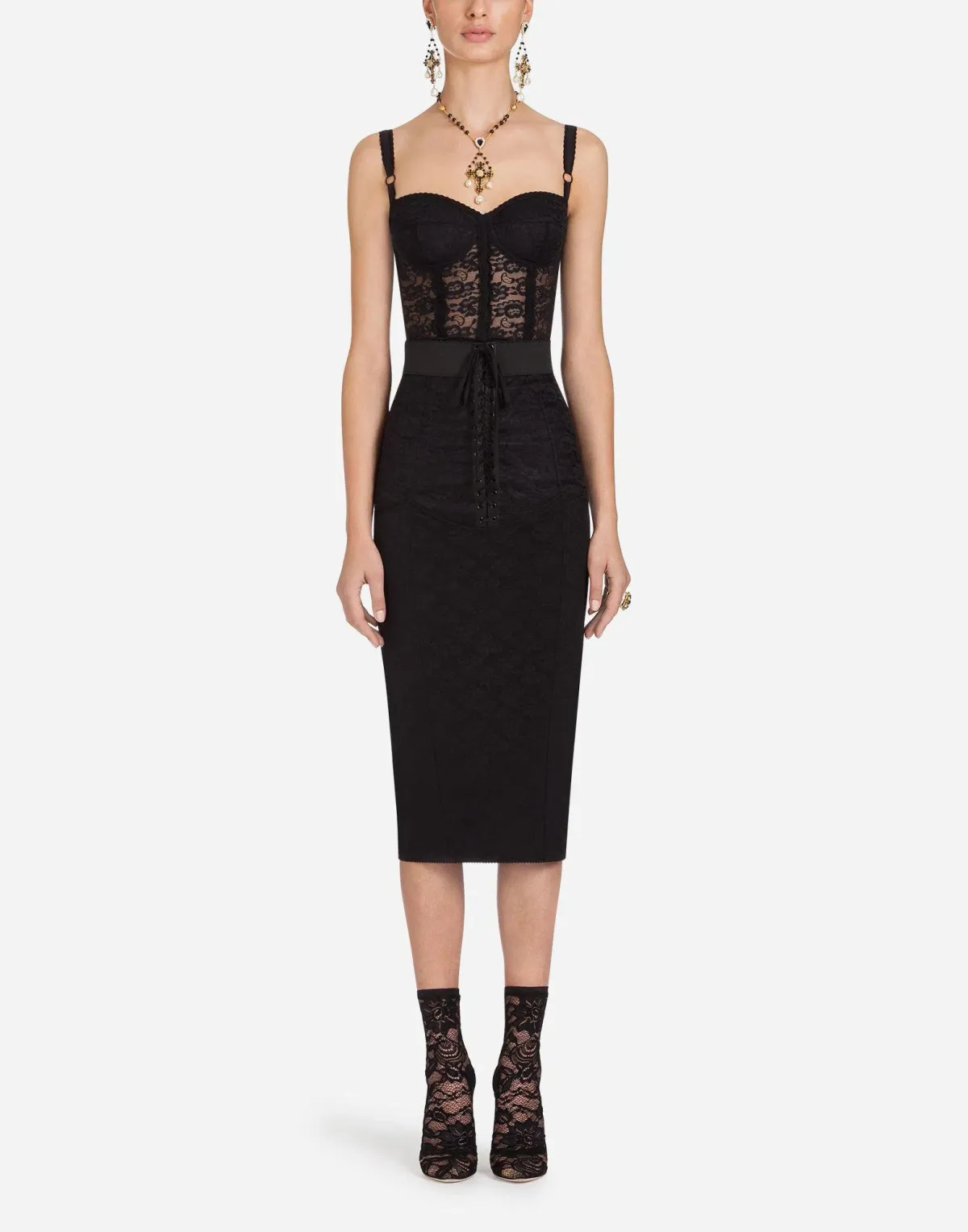 Dolce and Gabbana Lace Corset Bustier Black Size 6 - Image 1
