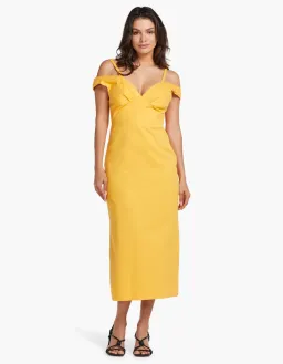 Viktoria & Woods Whirlpool Midi Dress in Mango Orange Yellow Size 14 for rent on The Volte - image 4