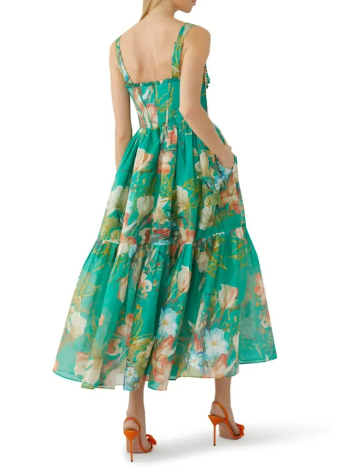 Leo Lin Rose Bustier Midi In Verdant Print Size 12 - Image 2