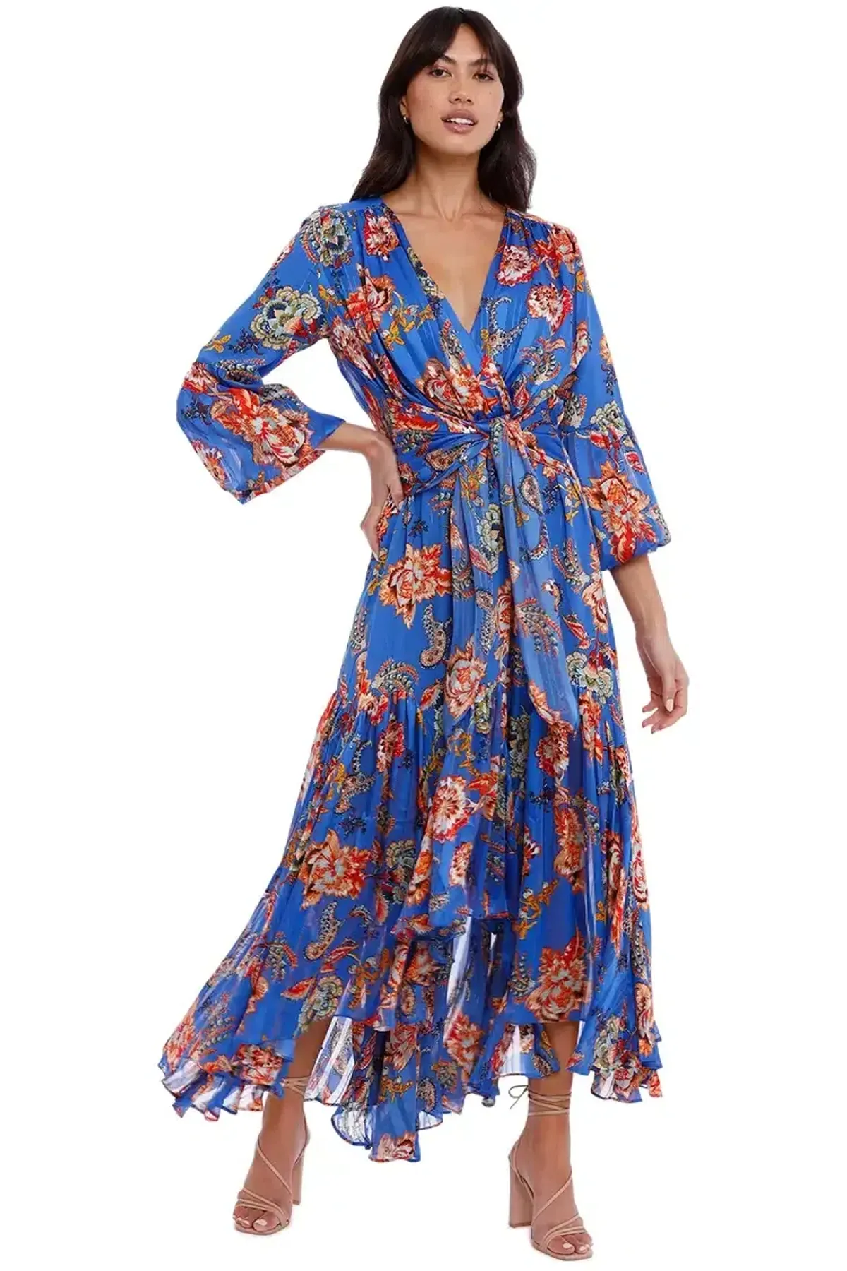 Elliatt Balance Dress Blue Multi Print Size 14 - Image 1