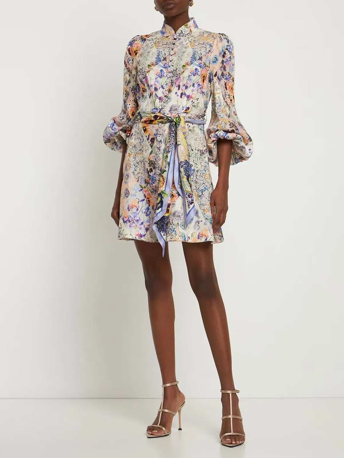 Zimmermann The Tama Belted Mini Dress in Diamond Splice Floral Size 0P / AU 6P - Image 1