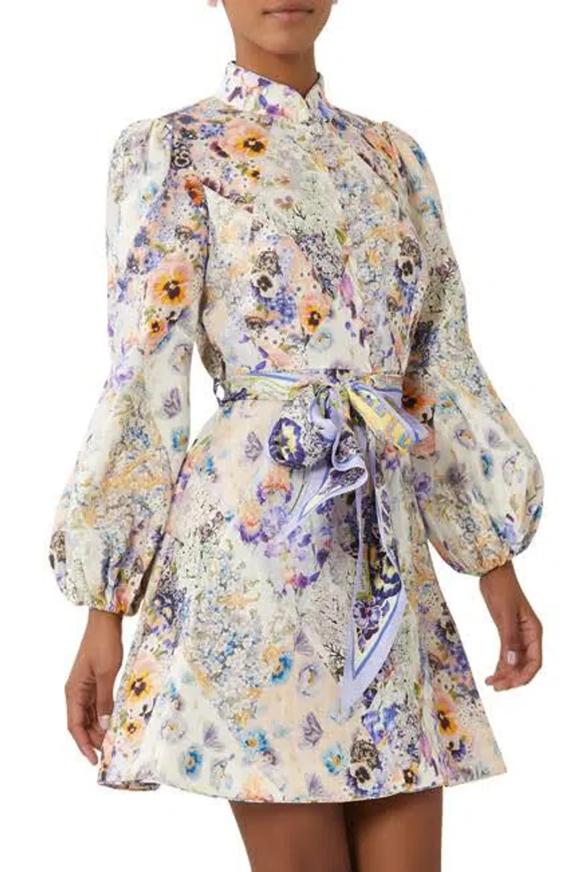 Zimmermann The Tama Belted Mini Dress in Diamond Splice Floral Size 0P / AU 6P - Image 2