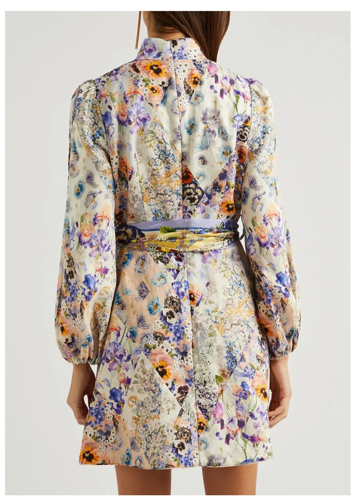 Zimmermann The Tama Belted Mini Dress in Diamond Splice Floral Size 0P / AU 6P - Image 3