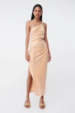 Suboo Marcel Draped Sequin Cutout Maxi Dress Nude Size 10 for rent on The Volte - image 1