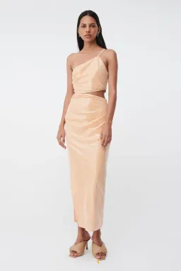 Suboo Marcel Draped Sequin Cutout Maxi Dress Nude Size 10 for rent on The Volte - image 3