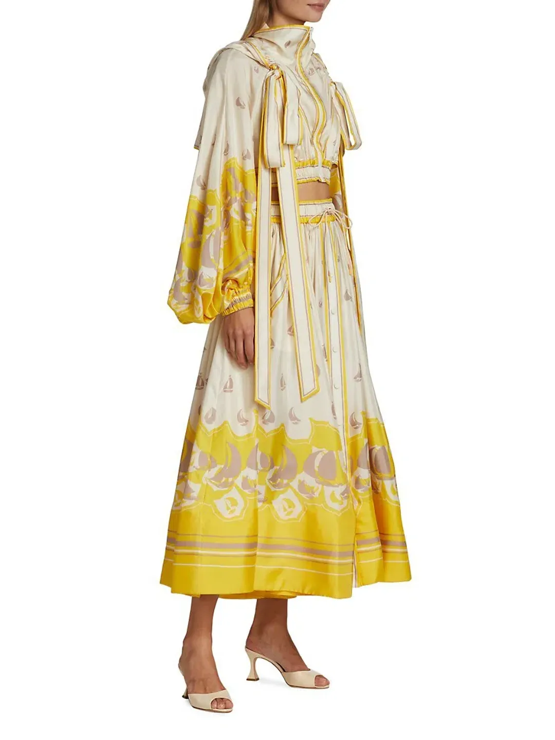 Zimmermann High Tide Crop Jacket and Skirt Set Print Size 4/Au 16 for rent on The Volte - main image