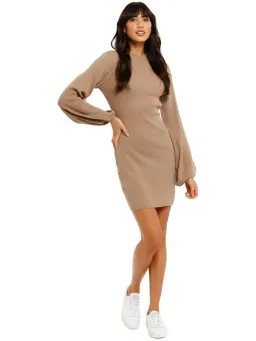 Bec & Bridge Lucy Knit Mini Dress Tobacco Size AU 6 for rent on The Volte - image 1