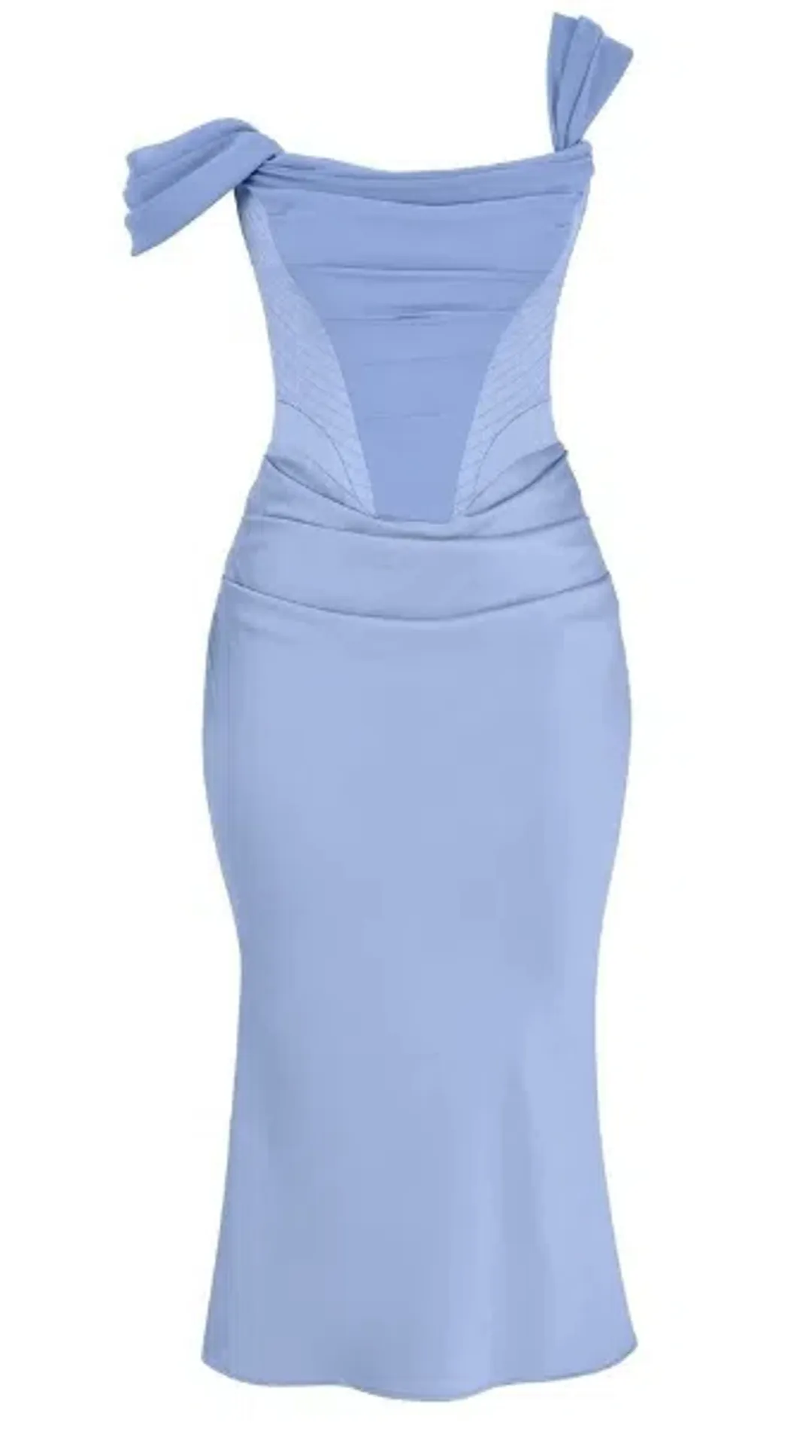 House of CB Natalya Sky Satin Corset Midi Dress Blue Size AU 6 for rent on The Volte - main image