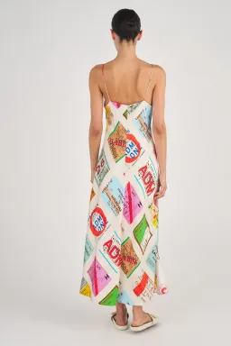 Oroton Ticket Print Slip Dress Fuchsia Size AU 12 for rent on The Volte - image 2