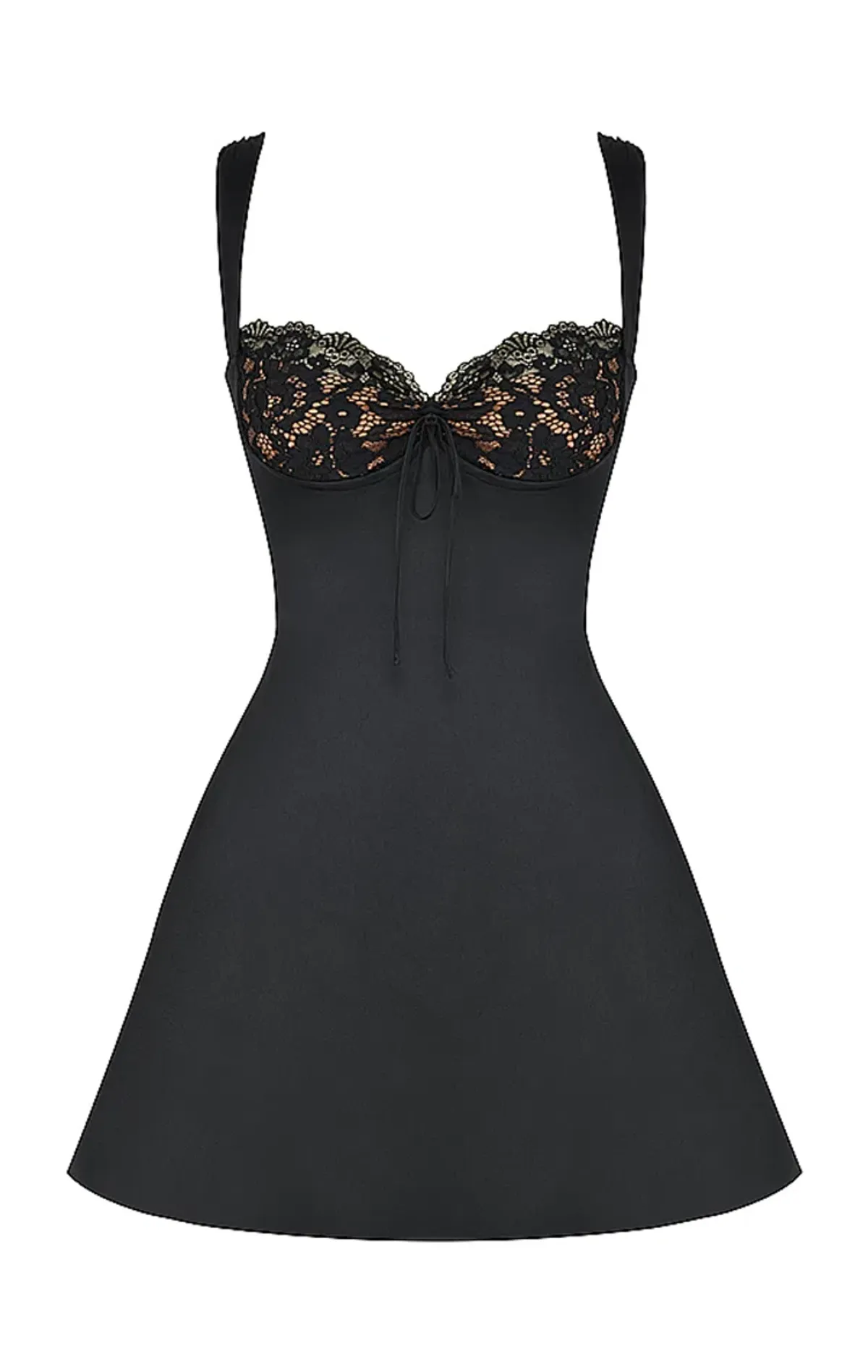 House of CB Adriana Satin and Lace Mini Dress Black Size L / AU 12 - Image 6