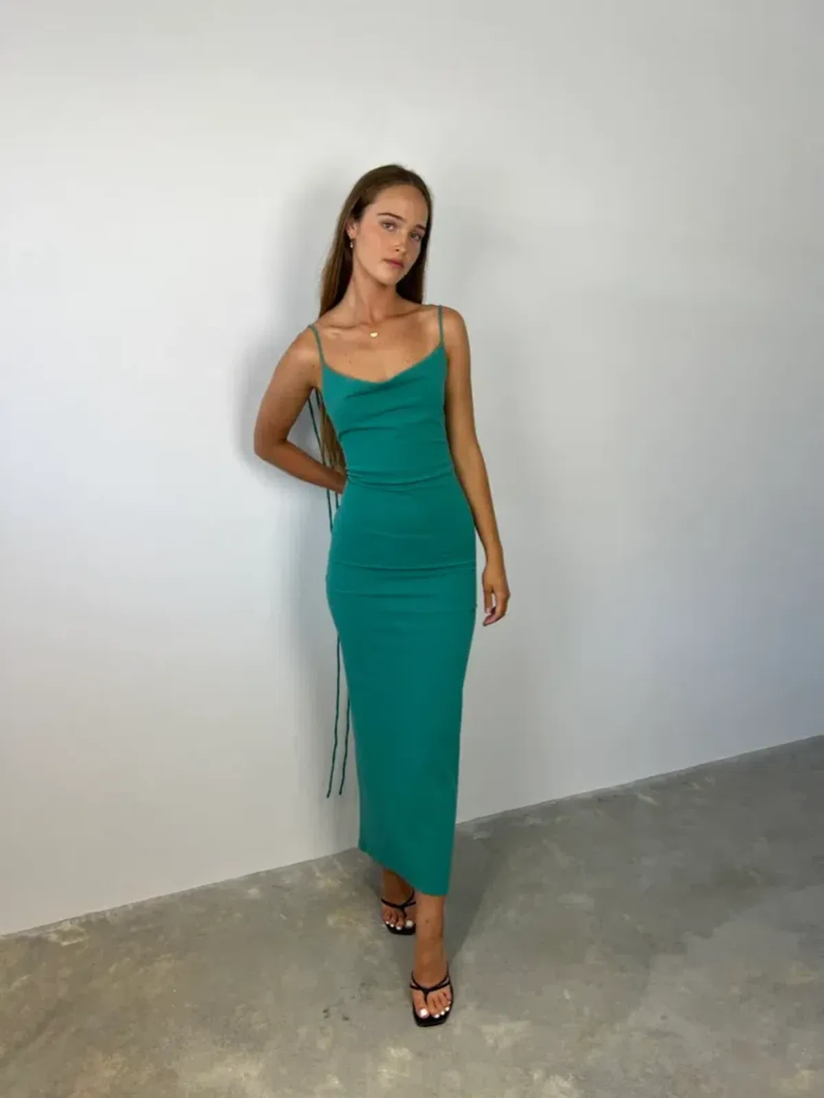 Melani The Label Amra Gown in Jade Size 8 for rent on The Volte - main image