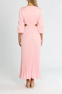Elle Zeitoune Satin Long Sleeve Midi Dress Candy Pink Size 12 for rent on The Volte - image 3