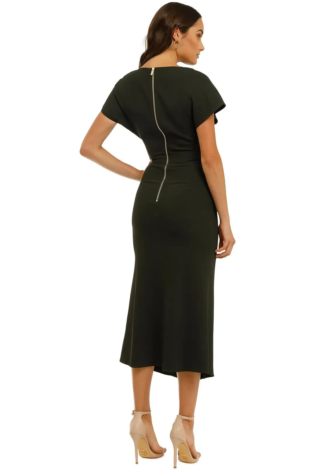 Ginger and Smart Amplitude V Neck Dress Dark Kelp Green Size 10 for rent on The Volte - main image