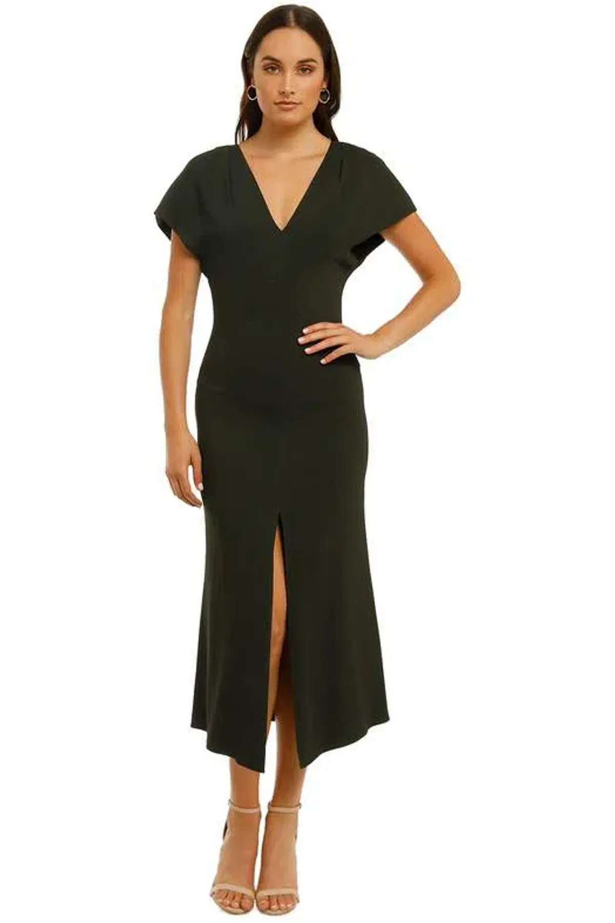Ginger and Smart Amplitude V Neck Dress Dark Kelp Green Size 10 - Image 1
