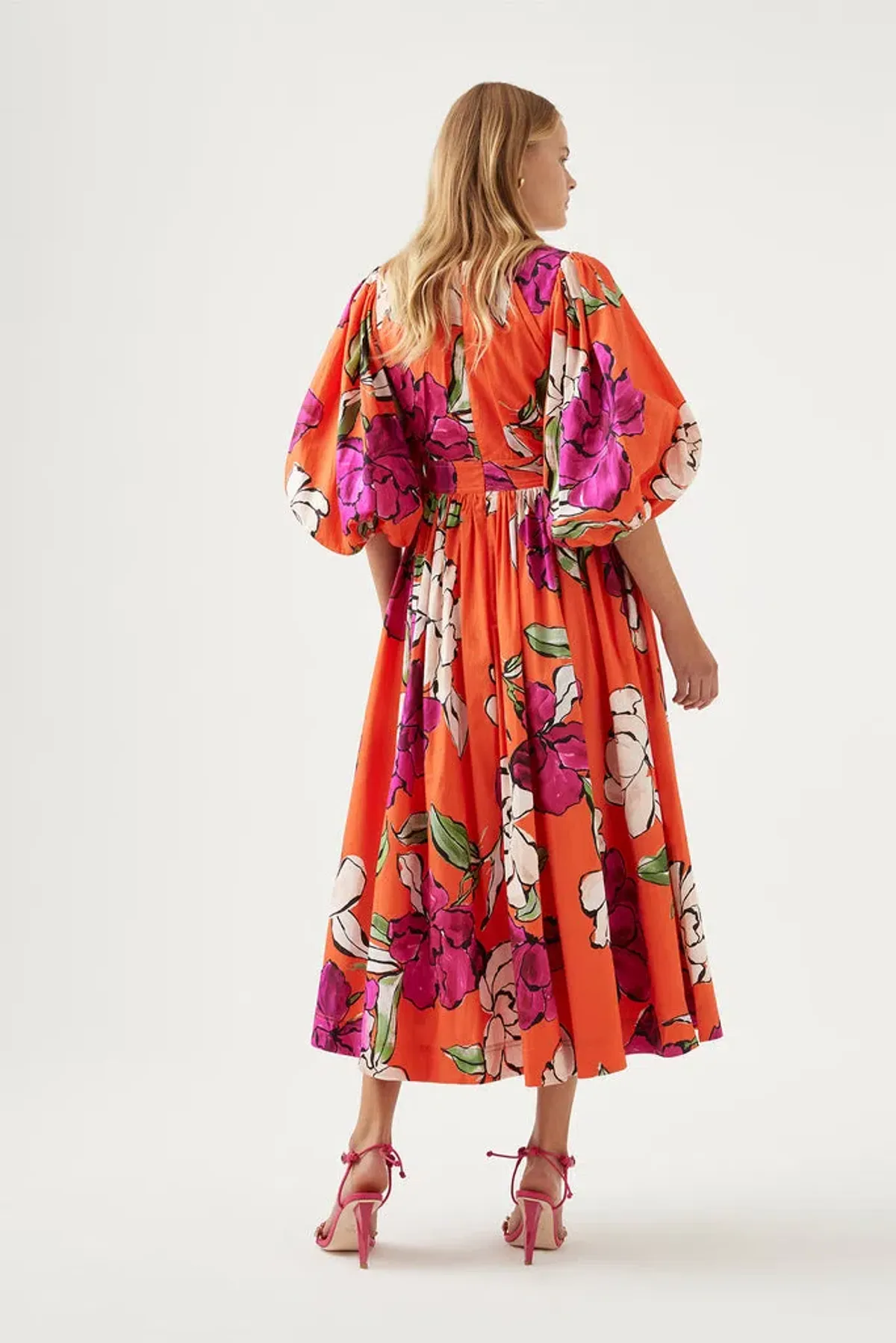 Aje Marlene Vivid Camellia Midi Dress Floral Size 8 - Image 3