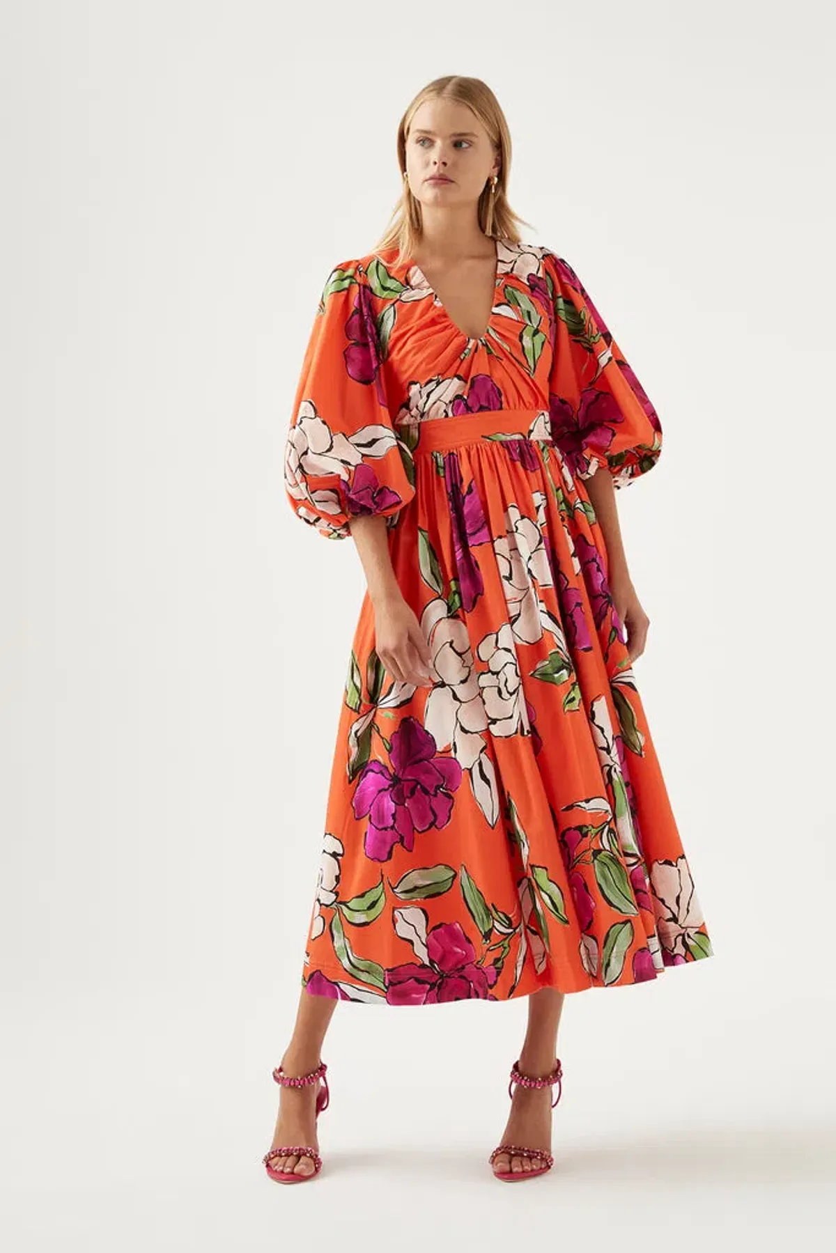 Aje Marlene Vivid Camellia Midi Dress Floral Size 8 - Image 1