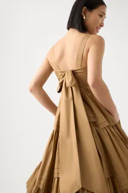 Aje Sophie Tiered Midi Dress in Willow Brown Size 10 for rent on The Volte - image 4