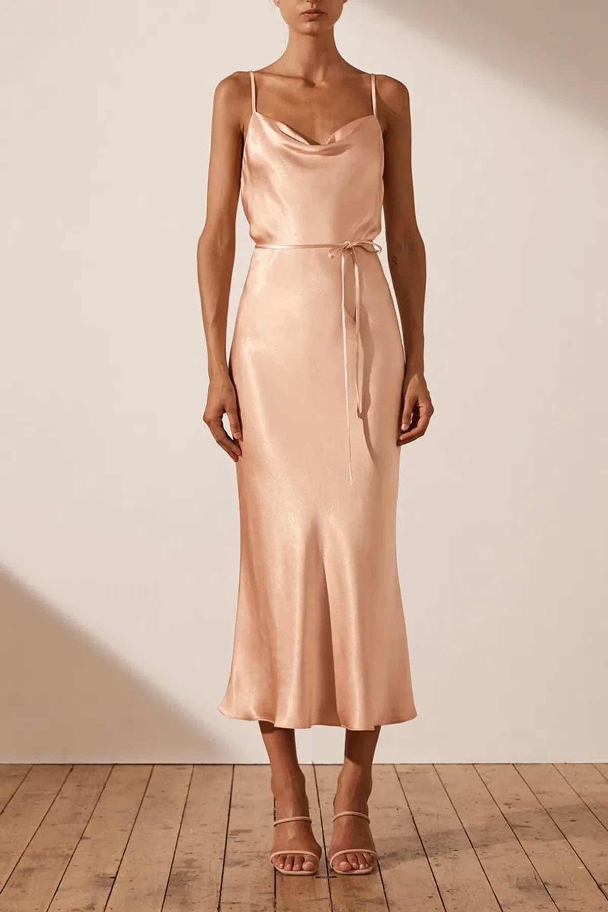 Shona Joy La Lune Bias Cowl Midi Dress Desert Rose Size 8 - Image 1