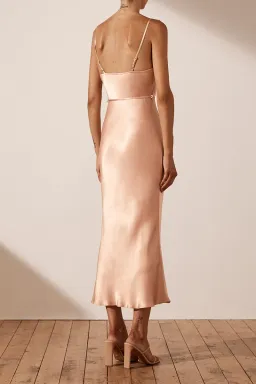 Shona Joy La Lune Bias Cowl Midi Dress Desert Rose Size 8 for rent on The Volte - image 2