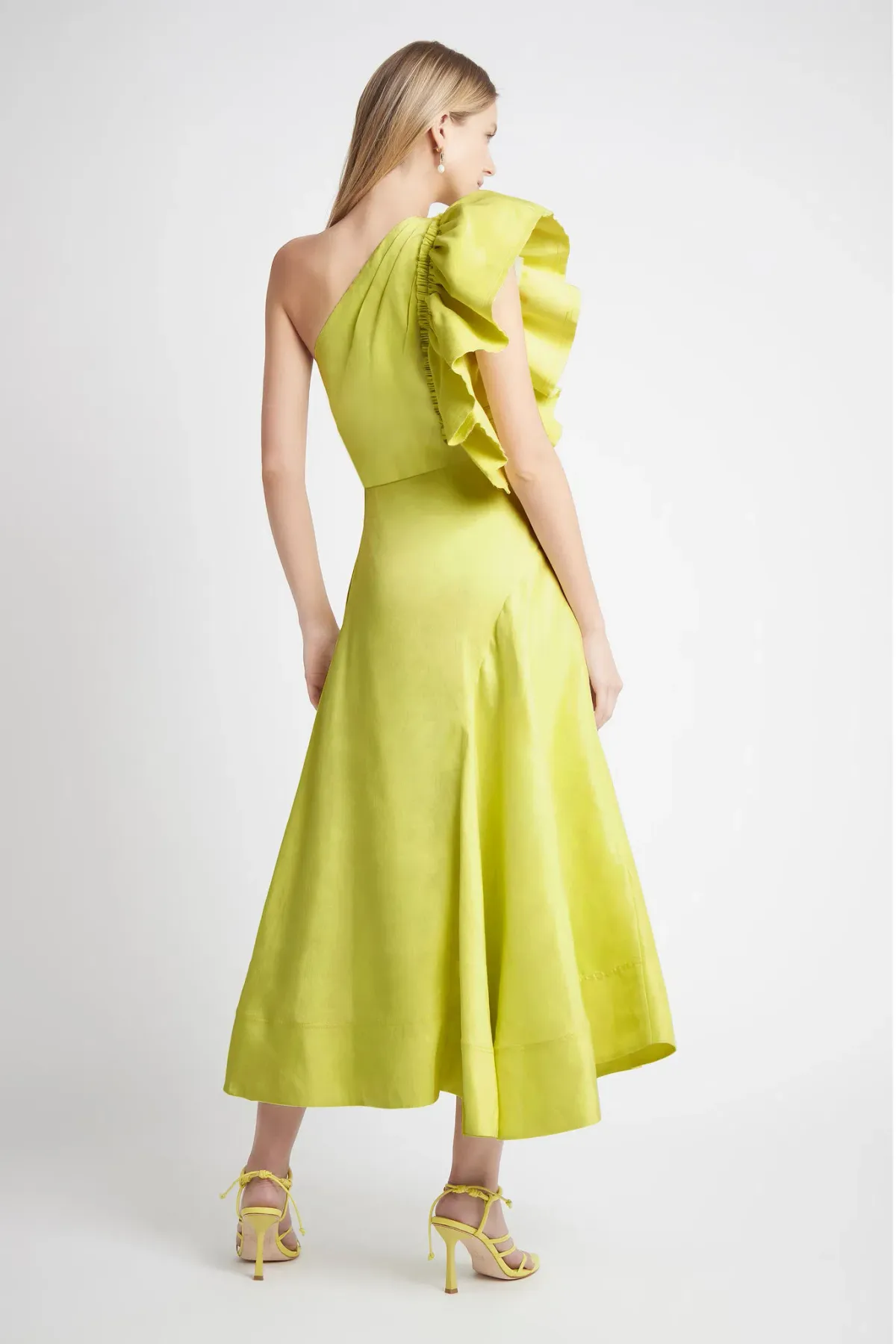 Aje Bonjour Asymmetric Midi Dress Lime Green Size 12 - Image 3