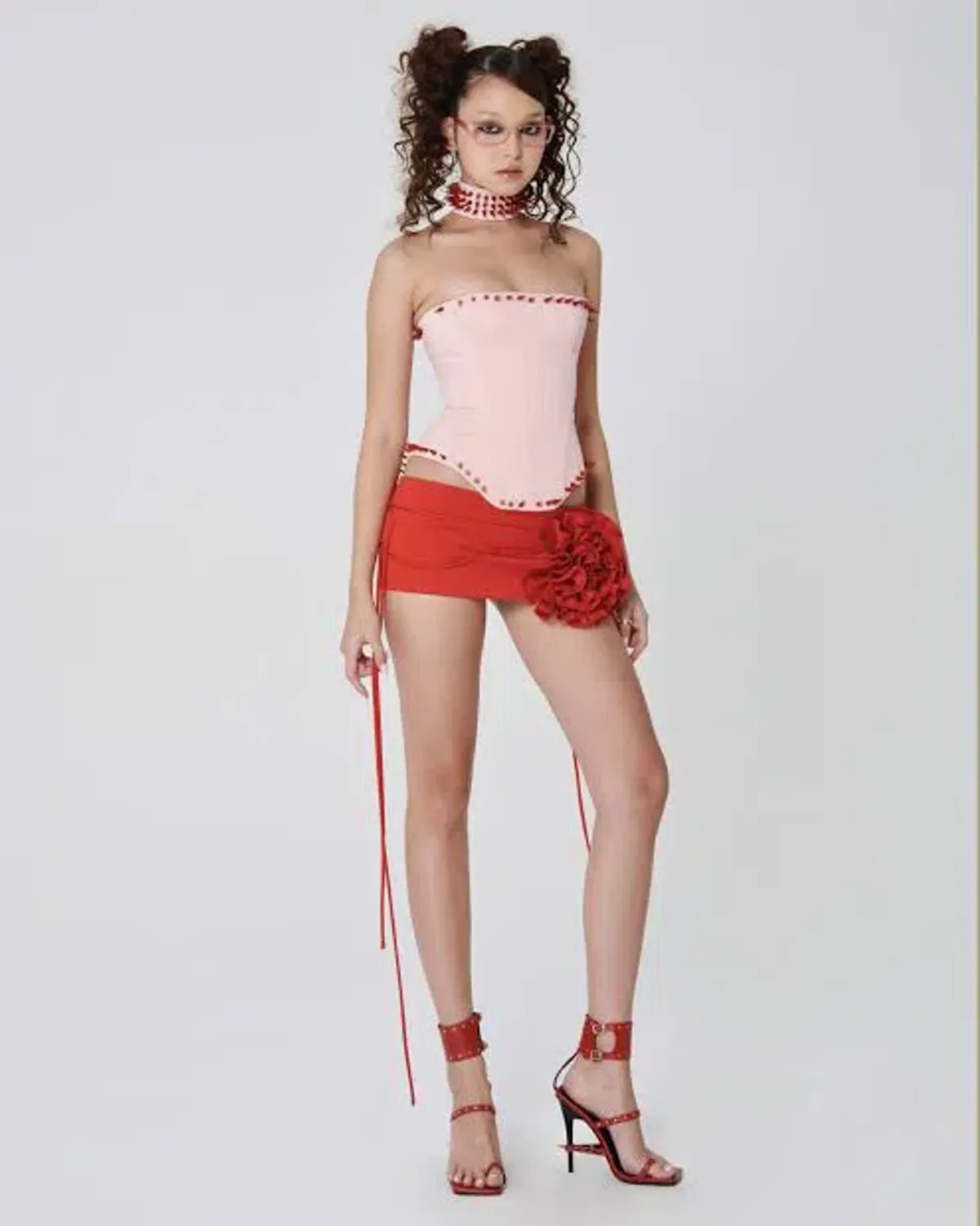 Fanci Club Corset Skirt And Choker Set Pink Size 10 - Image 1