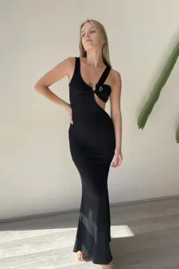 Christopher Esber Disconnect S Buckle Split Dress Black Size 6 for rent on The Volte - image 2