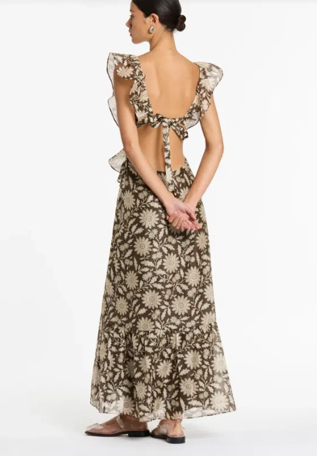 SIR THE LABEL XANITA FRILL MIDI BROWN (Size 2) for rent on The Volte - main image