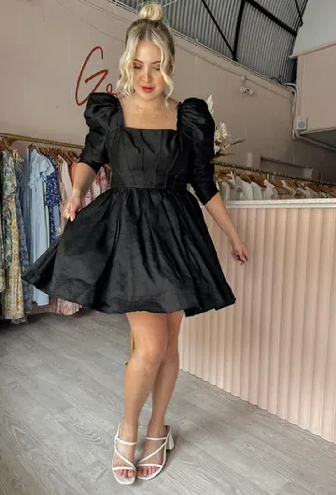Aje Fleur Cores Long Sleeve Mini Black Size AU 10 for rent on The Volte - main image