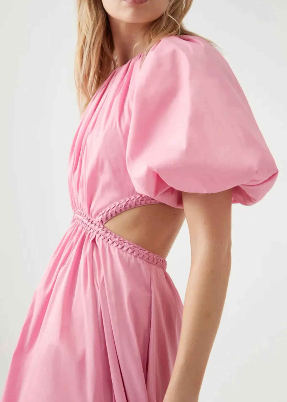 Aje Capucine Puff Sleeve Midi Dress Pink Size AU 10 - Image 2
