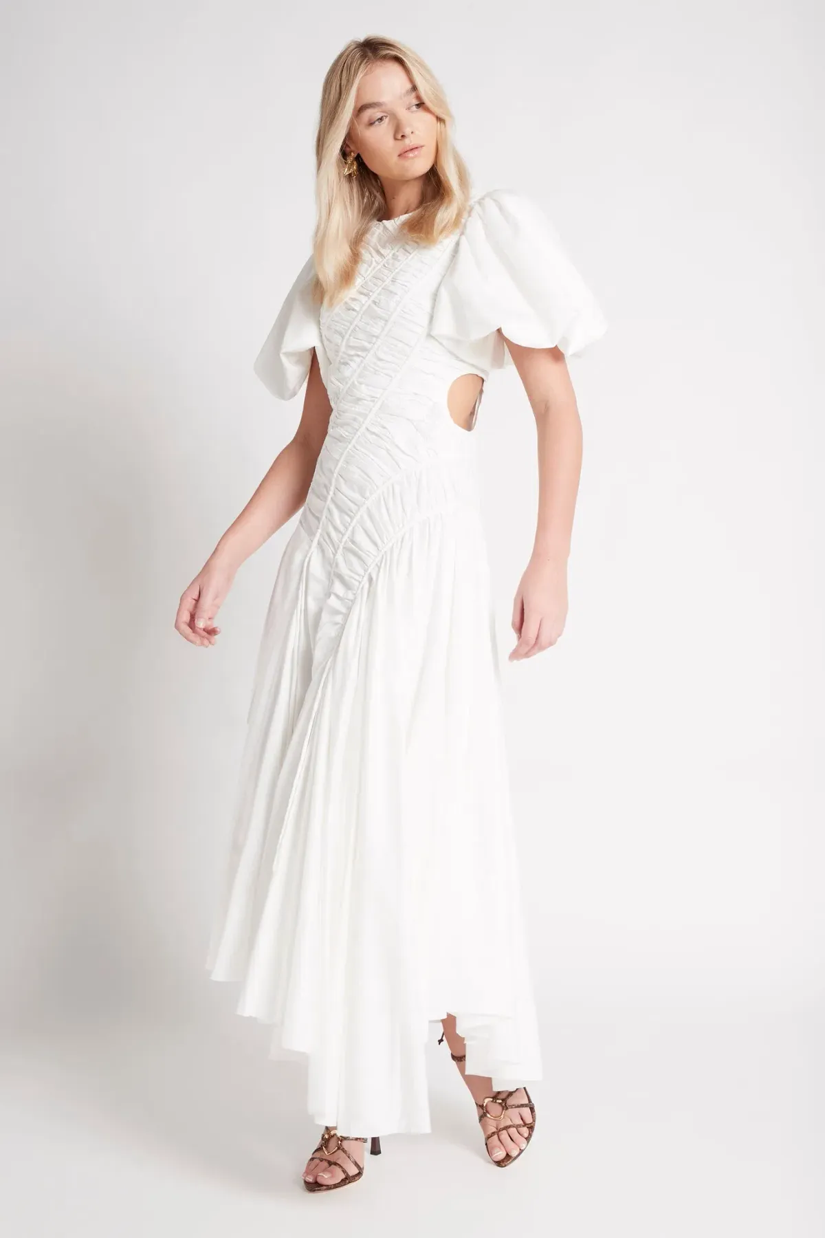 Aje Siren Drawstring Dress White Size AU 6 - Image 4