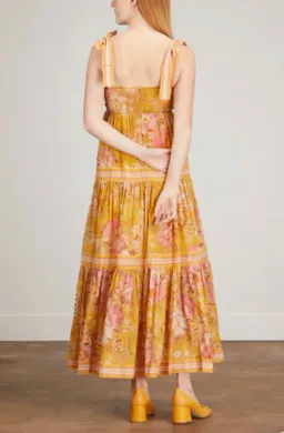 Zimmermann Pattie Tie Shoulder Dress Yellow / Mustard Floral Size 3 / AU 14 for rent on The Volte - image 2