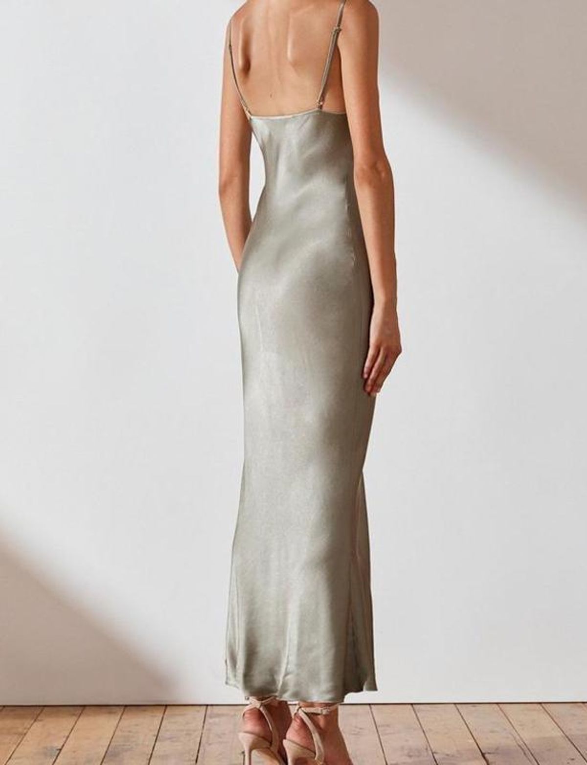 Shona Joy La Lune Bias Slip Dress Sage Size 8 - Image 3