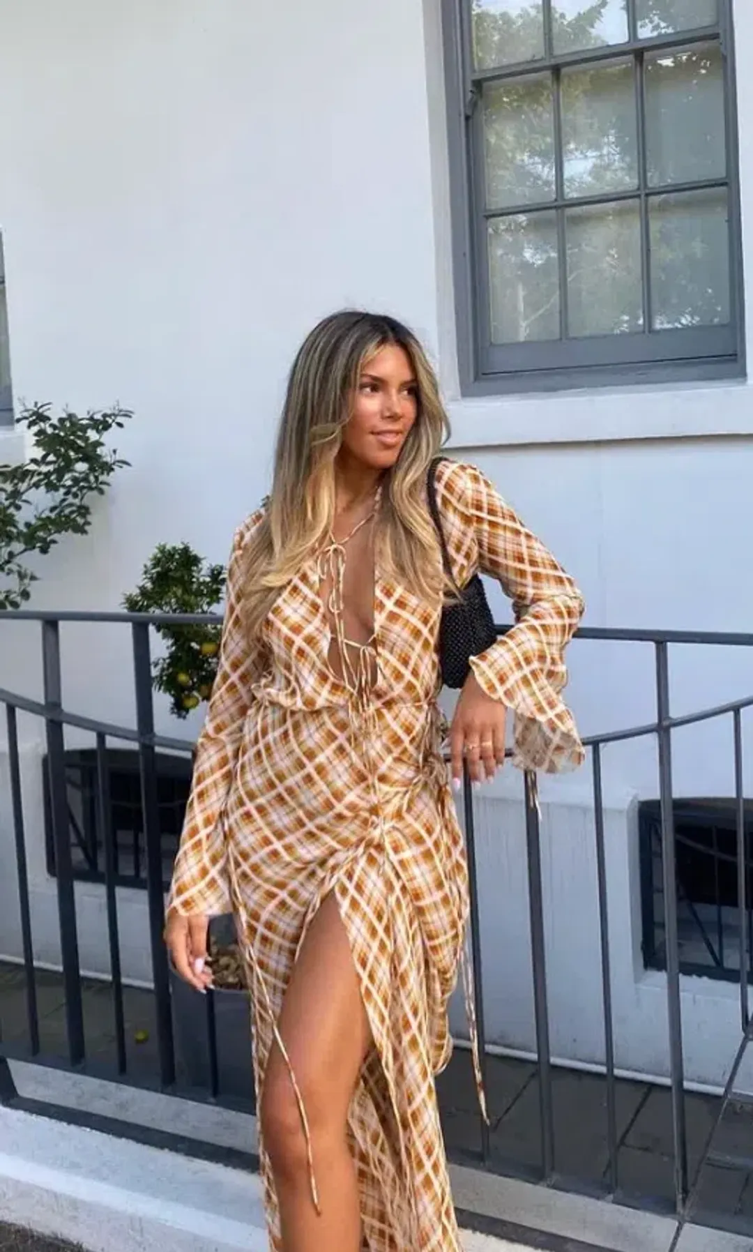 Bec & Bridge Sunflower Check Long Sleeve Maxi Dress Multi Size 6 for rent on The Volte - main image