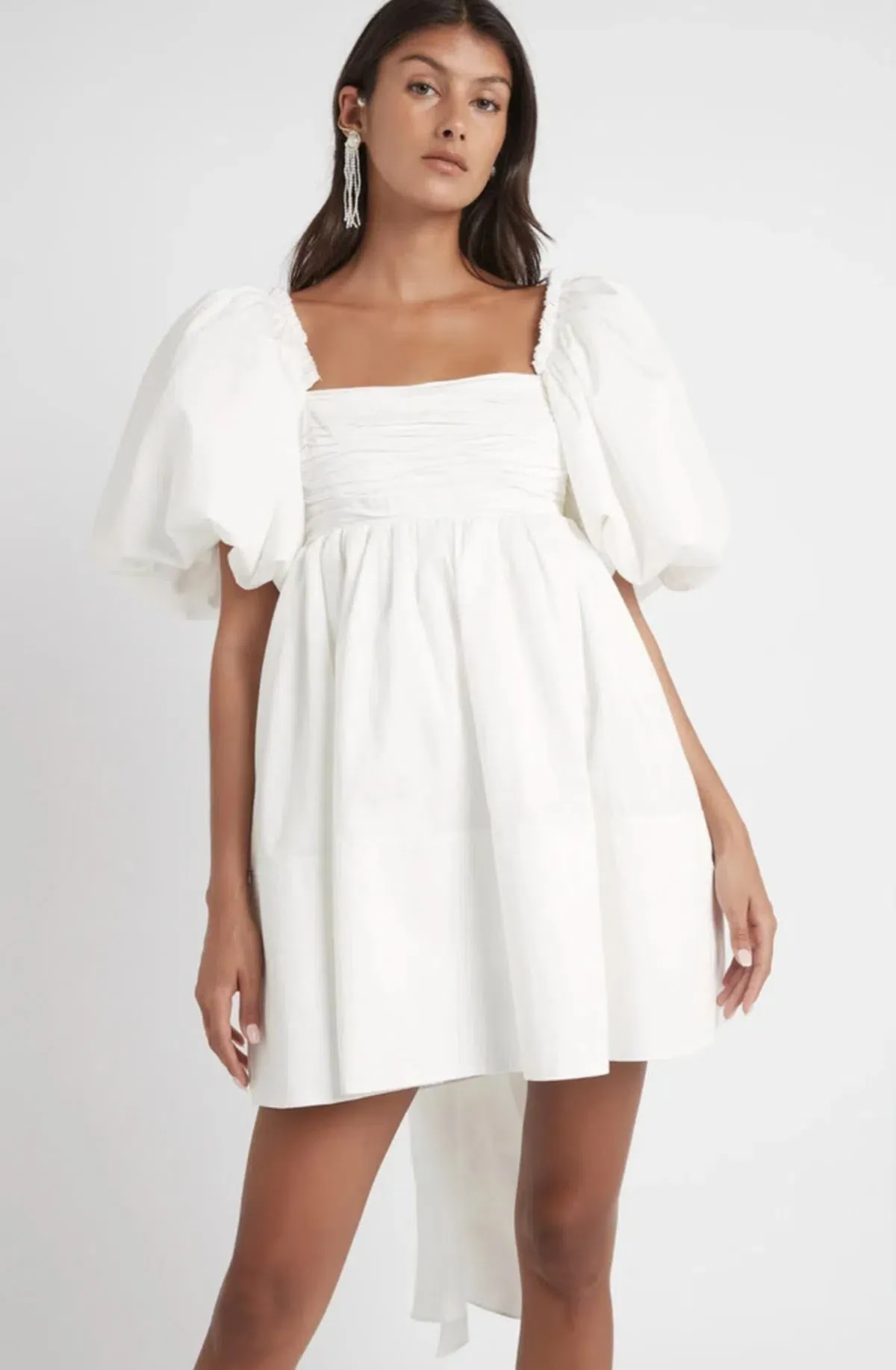 Aje Casabianca Puff Sleeve Dress White Size 4 - Image 2