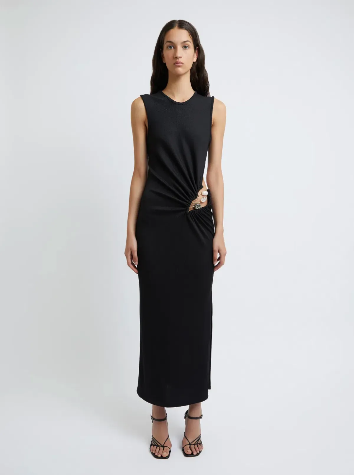 Christopher Esber Folia Float Buckle Tank Dress Midi Black Size 8 - Image 1