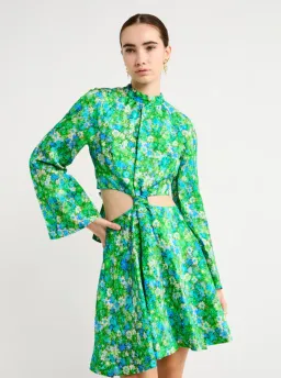 Alemais Cassandra Cut Out Mini Dress In Turquoise Size 8 for rent on The Volte - image 2
