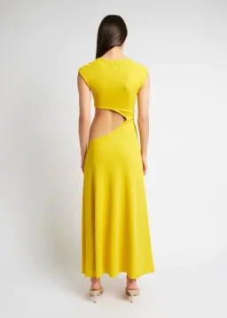 Christopher Esber Quartz Disconnect Torso Cap Sleeve Dress Yellow Size 10 for rent on The Volte - image 4