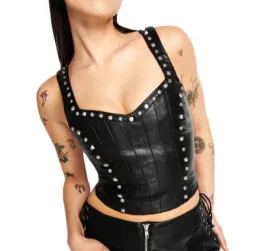 I.AM.GIA Luther Black Faux Leather Studded Corset Crop Top Size XS/Au 6 for rent on The Volte - image 3