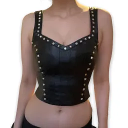 I.AM.GIA Luther Black Faux Leather Studded Corset Crop Top Size XS/Au 6 for rent on The Volte - image 4