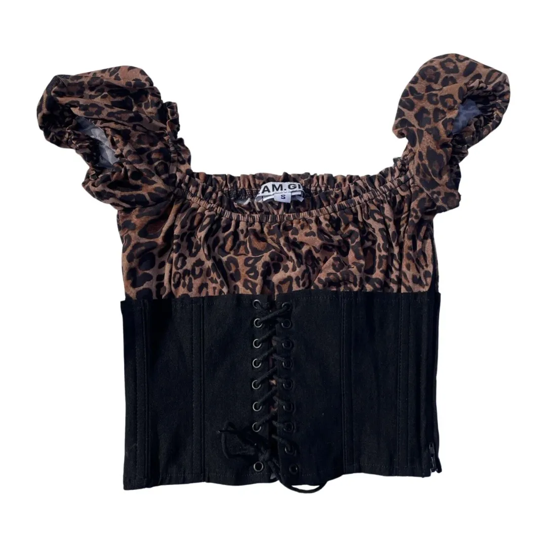 I AM GIA Leopard Rhia Corset Crop Top Size S/Au 8 for rent on The Volte - main image