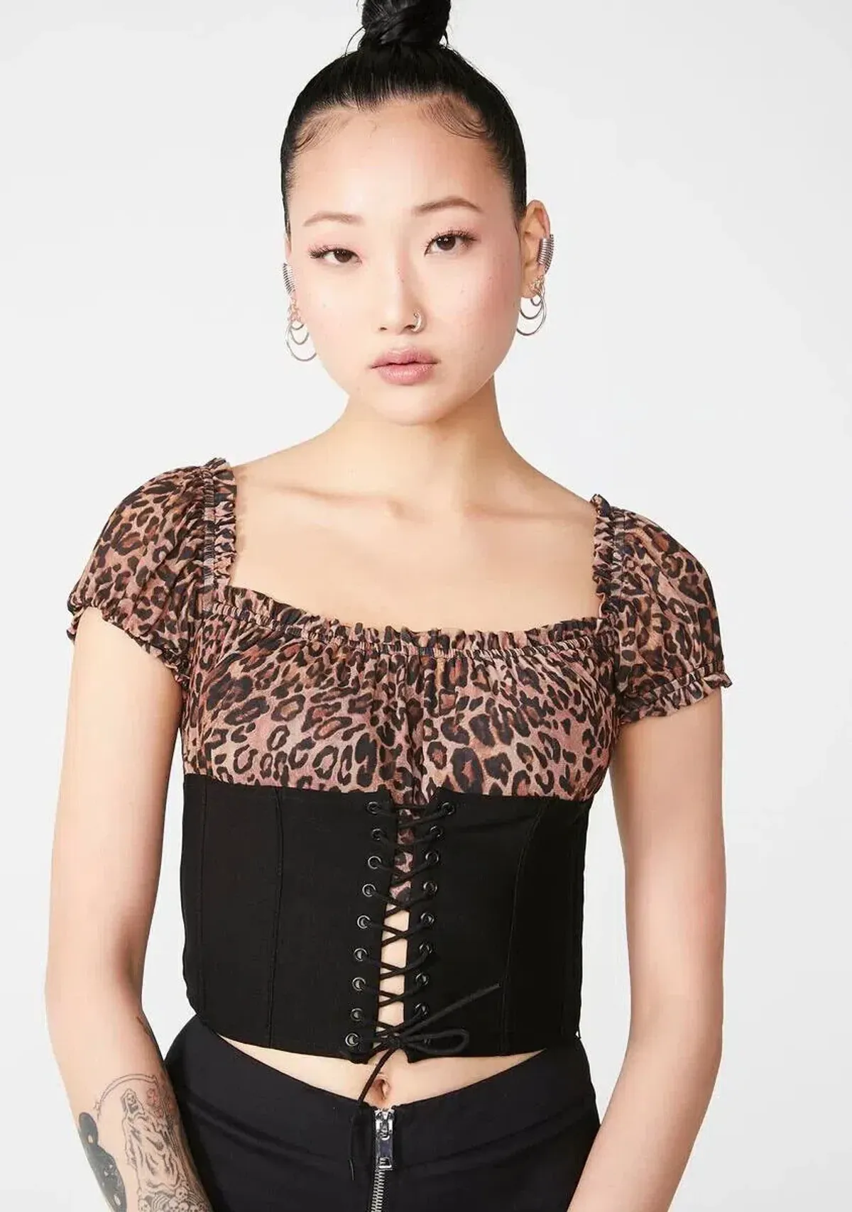 I AM GIA Leopard Rhia Corset Crop Top Size S/Au 8 for rent on The Volte - main image