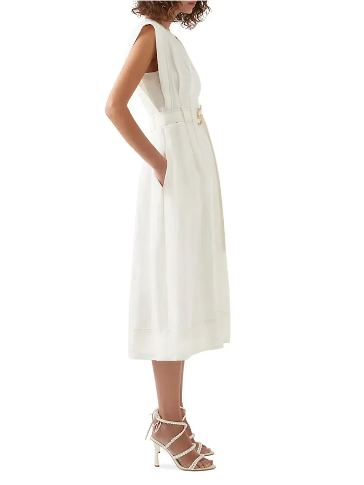 Aje Beacon Structured Midi Dress Cream Size 10 - Image 3