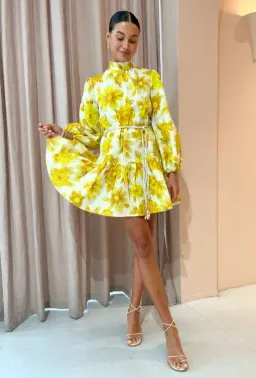 Alemais Sonny Mini Dress Yellow Floral Size 8 for rent on The Volte - image 1