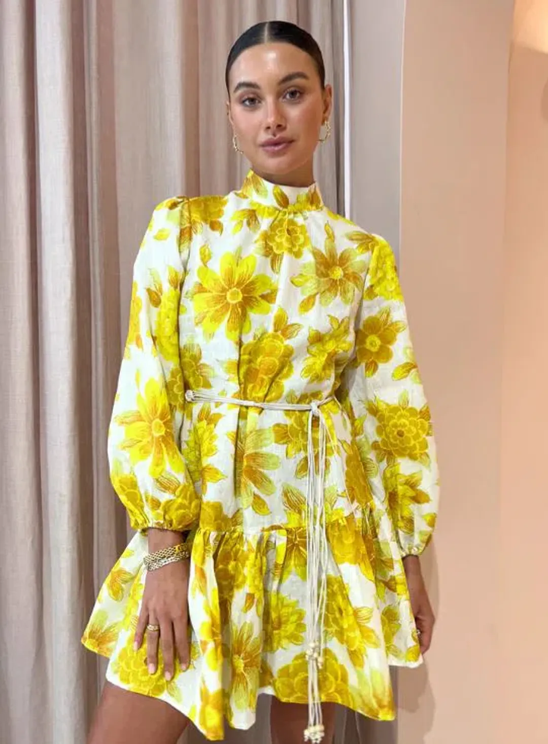 Alemais Sonny Mini Dress Yellow Floral Size 8 for rent on The Volte - main image